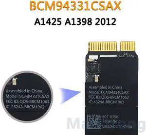 Original BCM94331CSAX for Macbook Pro Retina A1398 WIFI Airport Card A1425 WIFI Bluetooth 4.0 802.11n 607-8356 MD212 MD213 2012 Original BCM94331CSAX for Macbook Pro Retina A1398 WIFI Airport Card A1425 WIFI Bluetooth 4.0 802.11n 607-8356 MD212 MD213 2012