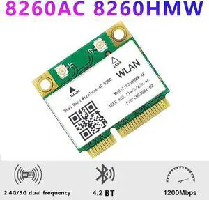 WiFi Card 8260AC 802.11AC 1200M Mini PCI-E 2.4G/5G Dual Band Bluetooth 4.2 for Win7 Win 8 Win 10