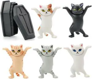 The Cat Lifted The Coffin Dancing Cat Pen Holders Mobile Phone Holder Handmade Model Ornaments