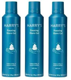 3-HARRY'S FOAMING SHAVE GEL 6.7 OZ EACH