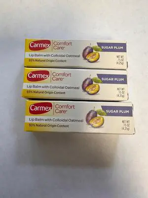 3-CARMEX COMFORT CARE SUGAR PLUM LIP BALMS