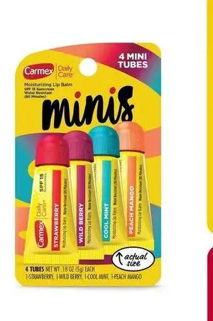CARMEX MINIS LIP BALMS 2- 4 PACKS NEW 8 TOTAL TUBES