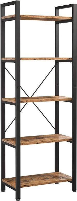 IRONCK Bookshelf Industrial Bookcase Home Decor, Wood Look Accent Furniture Metal Frame