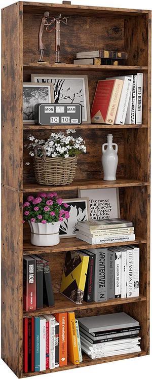 IRONCK Bookshelves and Bookcases Floor Standing 6 Tier Display Storage Shelves 70in Tall Bookcase Home Decor Furniture for Home Office, Living Room, Bed Room, Vintage Brown