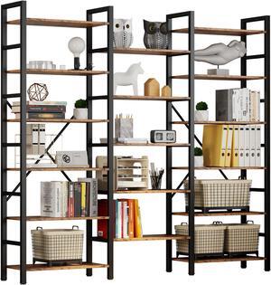 IRONCK Bookcases and Bookshelves Triple Wide 6 Tiers Industrial Bookshelf, Large Etagere Bookshelf Open Display Shelves with Metal Frame for Living Room Bedroom Home Office