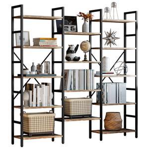 6-Tier Adjustable Bookshelf - Rustic Farmhouse Style With Metal Frame For Living Room & Office