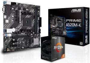 ASUS PRIME A520M-K AM4 AMD A520 SATA 6Gb/s Micro ATX AMD Motherboard+ AMD Ryzen 5 5500