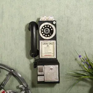Acaigel Wall-Mounted Pay Phone Model Vintage Booth Telephone Figurine Rotary Antique