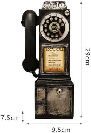 Paiying Wall-Mounted Pay Phone Model Vintage Booth Telephone Figurine Rotary Antique