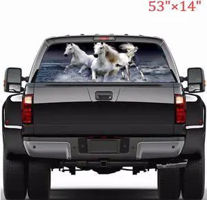 135x36cm Car Rear Window White Horse Graphic Sticker For Truck Pickup Windshield 135x36cm Car Rear Window White Horse Graphic Sticker For Truck Pickup Windshield