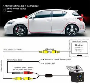 Paiying 8 LED Car Backup Rear View Reverse Parking Camera 420TV Lines NTSC Night Vision