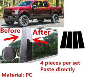 Acaigel 4Pcs Door Trim B Pillar Posts Gloss Black Cover Fit For Ford F150 15-21