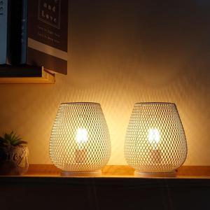 Set of 2 Metal Cage LED Lantern Battery Powered Cordless Accent Light with LED