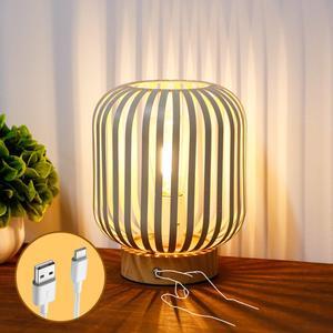 Dimmable Touch Bedside Table Lamp Metal Cage Rechargeable Battery Powered Lamp