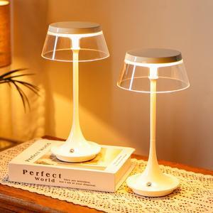 3 Color Stepless Dimmable Table Lamps Set of 2 Rechargeable LED Touch Control Lamps Cordless Bedside Lamps