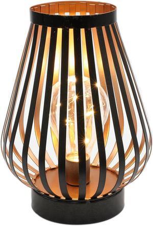 JHY DESIGN Metal Cage LED Lantern Battery Powered 8.7inch Cordless Accent Light with LED Edsion Style Bulb Great for Weddings Parties Patio Events for Indoors Outdoors