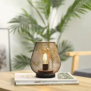 JHY DESIGN Metal Cage LED Lantern Battery Powered Cordless Accent Light with LED Great for Weddings Parties Patio Events for Indoors Outdoors