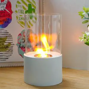 Tabletop Fire Pit Portable Indoor & Outdoor Table Top Fire Pit 11.5''H White