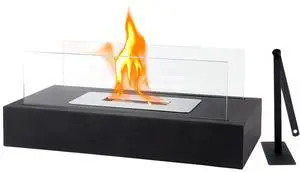 Rectangular Tabletop Fire Pit Portable Indoor & Outdoor Table Top Fire Pit 5.5"H Black
