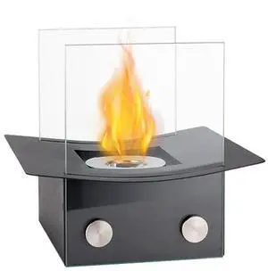 Rectangular Tabletop Fire Pit Portable Indoor & Outdoor Table Top Fire Pit Black
