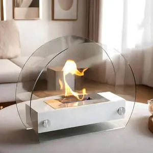 Tabletop Fire Pit Portable Indoor & Outdoor Table Top Fire Pit White 11"H
