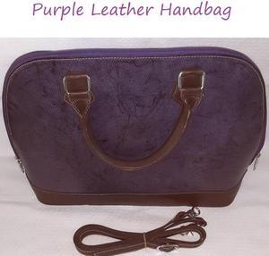 Purple Leather Handbag   Genuine Leather Handmade with removable shoulder strap