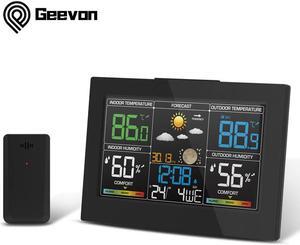 Geevon Weather Station Clocks Wireless Indoor Outdoor Thermometer Table Clock With Temperature And Humidity Snooze Alarm Clock