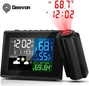 Geevon Weather Station Wireless Indoor Outdoor Thermometer Multiple Sensors,  Digital Temperature Humidity Monitor with Removable DIY Label Stickers,  Dual Alarms and Adjustable Backlight 