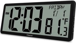 Geevon 14.3" Atomic Clocks Auto-Set Large Digital Atomic Wall Clock with Temperature Date multifunctional 4.4" Jumbo Digits for Home Office