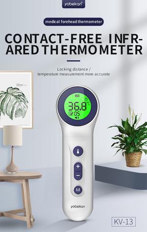 Yobekan Safety Non-Contact Forehead Infrared Thermometer, Electronic Lcd  Digital Face Hand Touchless Temperature Digital Wall Mount Thermometer 