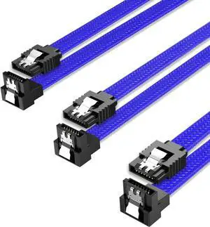 Bailink 3 PACK SATA Cable III 3 Pack 90 Degree Straight to Right Angle 6Gbps HDD SDD SATA Nylon Braided Data Cable with Locking Latch 50cm 19.68 Inch for SATA HDD, SSD, CD Driver, CD Writer, Blue Bailink 3 PACK SATA Cable III 3 Pack 90 Degree Straight to Right Angle 6Gbps HDD SDD SATA Nylon Braided Data Cable with Locking Latch 50cm 19.68 Inch for SATA HDD, SSD, CD Driver, CD Writer, Blue