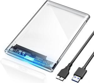 Bailink 2.5'' External Hard Drive Enclosure USB 3.0 to SATA III Tool Free Clear External Hard Drive Case for 7mm/9.5mm 2.5 inch SSD HDD with UASP, For WD Toshiba Samsung PS4 Xbox PC TV
