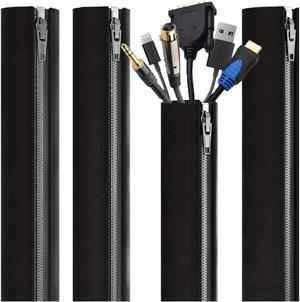 Bailink 4 Pack Cable Management Sleeve and Cable Sleeves Wrapper for Cords, PC Cable Management an and Wire Hider,19-20 Inch Cord Organizer System with Zipper for TV Computer Office Home