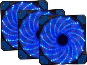 3 Pack 120mm PC Case Cooling Fan, Bailink 120mm Blue LED Ultra Silent Case Fan,Computer LED Cooler High Airflow Fans with 15 LEDs & Anti-Vibration Rubber Pads - Blue (3 Pack)
