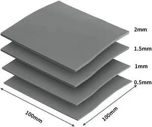 High Performance 4 Pack Thermal Pad, 100x100mm 0.5mm 1mm 1.5mm 2mm Highly Efficient Thermal Conductivity 6.0 W/mK,Heat Resistant Silicone Thermal Pads for Laptop Heatsink CPU GPU SSD LED Cooler,Gray