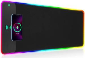 Bailink Wireless Charging RGB Gaming Mouse Pad 15W, LED Mouse Mat 800x300x4MM, 17 Light Modes Extra Large Mousepad Non-Slip Rubber Base Computer Keyboard Mat for Gaming, MacBook, PC, Laptop, Desk