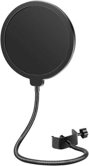 Bailink Professional Microphone Pop Filter Shield Compatible with Blue Yeti and Any Other Microphone, Dual Layered Wind Pop Screen With A Flexible 360 Degree Gooseneck Clip Stabilizing Arm