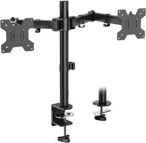 High Performance Heavy Duty Dual Monitor Desk Mount, Fully Adjustable Steel Monitor Stand for 2 Monitors Up to 27 inch, Dual Monitor Mount Max 22lbs for Desk Home, Office, School, Black