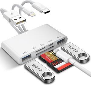 Bailink 5-in-1 Memory Card Reader, USB OTG Adapter & SD Card Reader for iPhone/iPad, USB C and USB A Devices with Micro SD & SD Card Slots, Supports SD/Micro SD/SDHC/SDXC/MMC