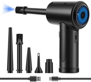 Updated Compressed Air Duster, 3-Gear to 51000RPM Electric Air Duster Portable Air Blower with LED Light, 6000mAhRechargeable Cordless Air Duster for Computer Keyboard Fast Charge(Black)