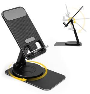 Bailink Rotatable Cell Phone Stand, Adjustable Folding Cell Phone Stand for Desk, Home Office Mobile Stand, Desktop Phone Holder, Compatible with iPhone&Smart Phones Accessories (Black)