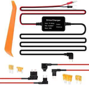 Dash Cam Hardwire Kit,[Upgraded Version] USB C Hardwire Kit for Dash Camera with 12V-24V to 5V Power Supply,Fuse Tap,Blade Fuses & Pry Tool,Protecting Car Dash Cam Front and Rear