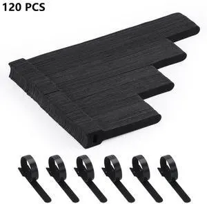 120PCS Reusable Cable Ties, 5+6+8+10 inch Cable Ties for Cable Management, Adjustable Fastening Cable Ties Nylon Cable Ties, Multi-Purpose Reusable Hook and Loop for Home, Office and Garage,Black