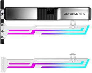 Bailink ARGB GPU Support Bracket, RGB GPU Brace Support, 5V 3Pin addressable GPU Holder, 5v 3pin ARGB GPU sag Support Video Card sag Holder, Adjustable Length and Height gpu Bracket Support (White)