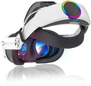 RGB Head Strap with Battery for Meta/Oculus Quest 3/Quest 3S, 10000mAh Battery Pack for Extended 8H of Playtime, Fast Charging VR Power, Adjustable Elite Strap Enhanced Support and Balance in VR