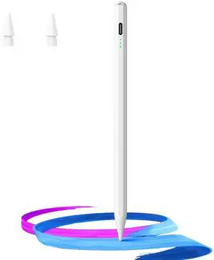 Stylus Pen for iPad(2018-2025)- Fast Charge with Tilt Sensitivity & Palm Rejection for iPad 11/10/9/8/7/6th Gen, Air 7/6/5/4/3/M3/M2, Pro 13"/12.9"/11"/M4, Mini 7/6/5th,White