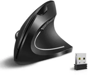 Bailink Ergonomic Mouse, Rechargeable Wireless Mouse, 2.4GHz Rechargeable Wireless Vertical Optical Mice with USB Receiver, 6 Buttons for Laptop, PC, Computer Black
