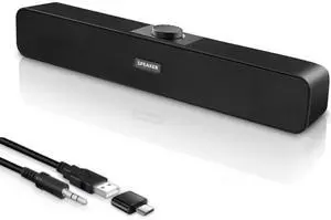 Computer Speakers with 3.5 mm Aux, Small PC Speakers Powered by USB, Wired USB Desktop Speaker, USB Soundbar for Monitor, Mini Stereo Speaker for PC, Tablets, Laptop, Tablets, Xbox, Plug and Play