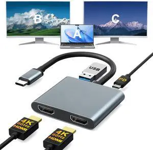 USB C to Dual HDMI Adapter 4K@30Hz, Bailink USB C Hub Multiport Adapter with 2xHDMI, USB 3.0, 100W PD, Support USB C to HDMI Splitter Extended Display for MacBook Pro (MST is not Supported on MacOS) USB C to Dual HDMI Adapter 4K@30Hz, Bailink USB C Hub Multiport Adapter with 2xHDMI, USB 3.0, 100W PD, Support USB C to HDMI Splitter Extended Display for MacBook Pro (MST is not Supported on MacOS)