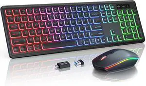 Bailink Updated Wireless Keyboard and Mouse Combo, RGB Backlit, Rechargeable & Light Up Letters, Full-Size, Soft Typing, Sleep Mode, 2.4GHz Quiet Keyboard Set for Mac, Windows, Laptop, PC, Black Bailink Updated Wireless Keyboard and Mouse Combo, RGB Backlit, Rechargeable & Light Up Letters, Full-Size, Soft Typing, Sleep Mode, 2.4GHz Quiet Keyboard Set for Mac, Windows, Laptop, PC, Black